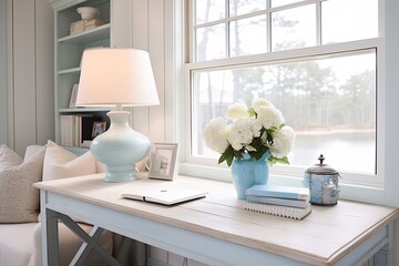 Coastal Farmhouse Chic: Light Blue Accents for Your Home Office Decor