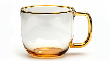 Empty Glass Mug with a Golden Handle