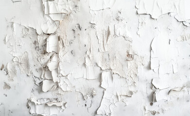 White Wall With Peeling paint. Textured Backdrop for Design and Architecture