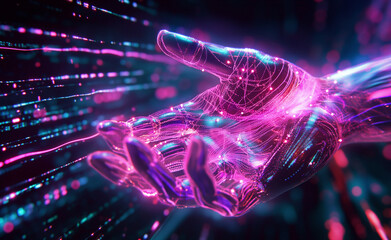 Cybernetic Hand Engaging with Data Stream