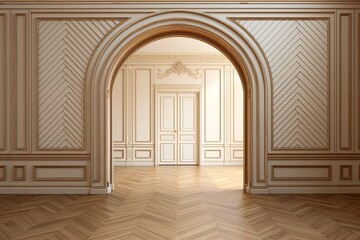 Herringbone Wooden Floor Patterns in Classic Arch Doorway Style