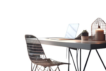 Modern workplace with laptop on table in office. Mockup for design