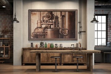 Vintage Poster Art Wall Decor for Industrial Loft Kitchen Designs