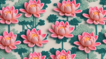 crochet pattern pink lotus flower and texture 