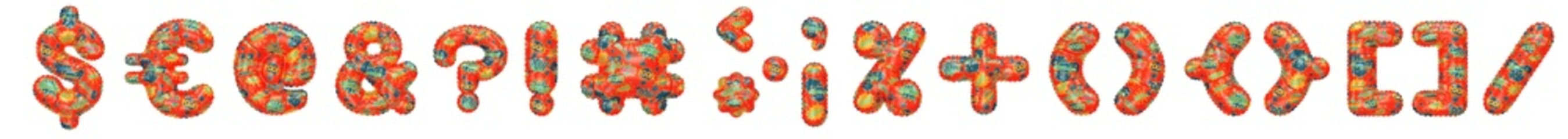 3D Helium Balloons Collection of Signs/Symbols Red colored comic cartoon action hero texture