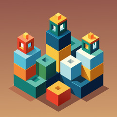 A set of colorful building blocks spelling out "EDU." vektor illustation