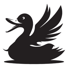 Silhouette of  duck - Vector image of duck  Black and White - illustration