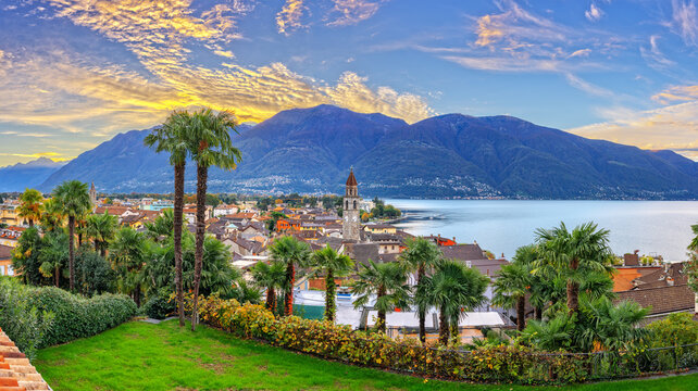 Ascona, Switzerland Townscape on the shores of Lake Maggior