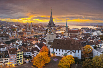 Zurich, Switzerland old town skyline over the Limmat River