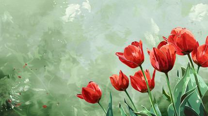 Garden spring web banner features red tulip.