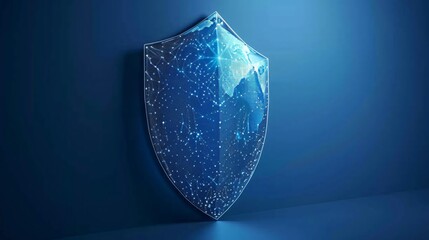 Cybersecurity shield composed of blue point connections a bastion against digital threats
