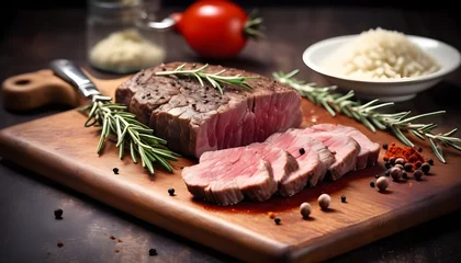 Fotobehang red meat on a chopping board © Hritcu
