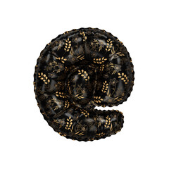 3D Helium Balloon Internet @ Sign/Symbol golder flowers/leaves on black surface texture
