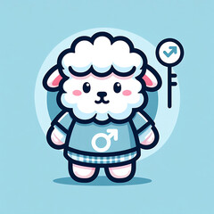 flat vector logo of a cute sheep	