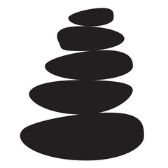 Yoga, balance stone vector illustration. Soft nature colors. Balance made of black stones. Hand drawn illustration. Stacked pebbles. Poster, flyer, card, wallpaper, brochure.