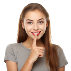 Fototapeta premium Captivating image of a smiling teenager playfully isolated on white background
