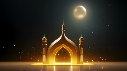 Fototapeta na wymiar Ramadan Kareem's background with mosque and moon. Vector illustration.