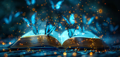 mystical book and butterfly sparkle