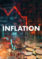 Fototapeta na wymiar Inflation, Wirtschaftsflaute und Geldentwertung. Konzept Grafik 