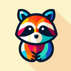 flat vector logo of raccoon ,  flat logo of raccoon , flat vector logo of cute raccoon