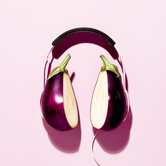 purple headphones isolated on white background