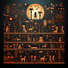 flat illustration egyptian style background