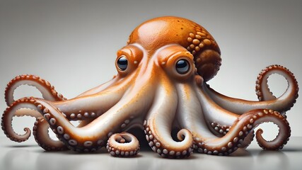 3d octopus on a white background - obrazy, fototapety, plakaty