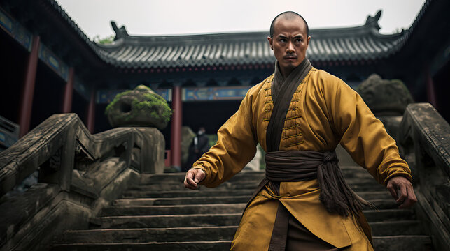 Cinematic Portrait of a Kung Fu Shaolin Fighter Ready to Fight
