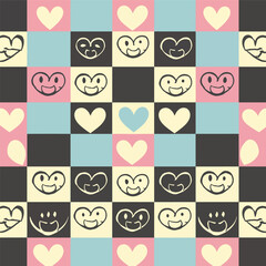 Smile Face Happy Checkerboard 90s 