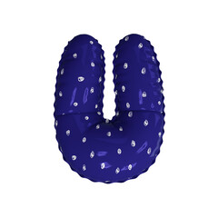 3D doodle polka dot pattern helium balloon letter U