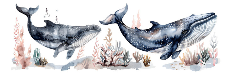 Fototapeta premium A collection of underwater footage featuring Blue whales.