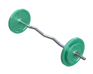 Curved barbell isolated on background. 3d rendering - illustration