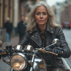 Obraz na płótnie Canvas woman on a motorcycle
