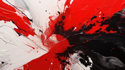 Abstract red and black acrylic paint swirl on white background.