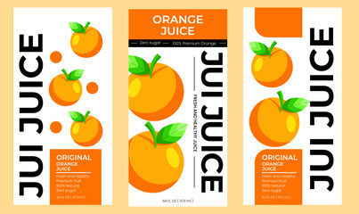 Orange  juice label design. Suitable for beverage, bottle, packaging, stickers, and  product packaging