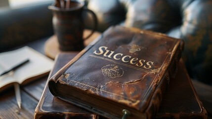 Antique Success Book on Leather Armchair