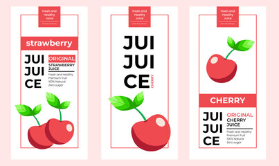 Cherry juice label design. Suitable for beverage, bottle, packaging, stickers, and  product packaging