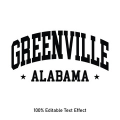 Greenville text effect vector. Editable college t-shirt design printable text effect vector