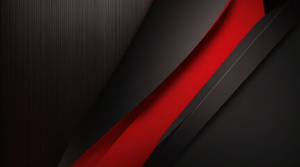 Fondo negro rojo 3d moderno abstracto con elementos de forma de superposición geométrica de flechas de líneas. Fondo negro rojo. Bandera abstracta. Ilustración vectorial - obrazy, fototapety, plakaty