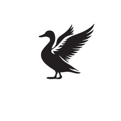 Silhouette of  duck - Vector image of duck  Black and White - duck silhouette flying