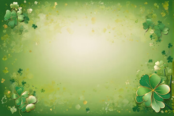 green clover, shamrock background card template with empty space