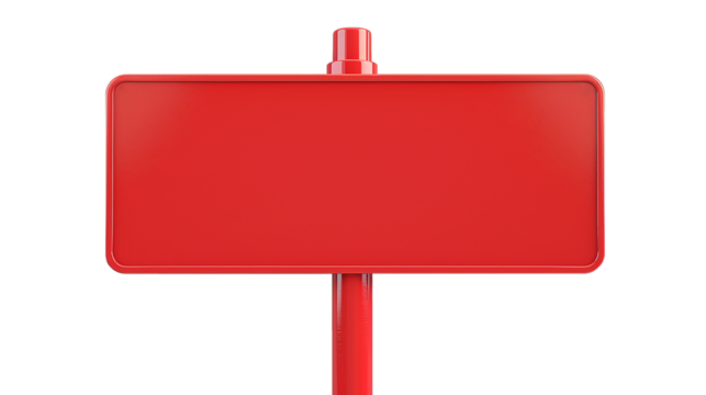 red blank plastic sign, isolated, PNG. Generative Ai.