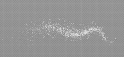 Design element for kitchen, bakery, advertising, video. Powder sugar explosion or splash png, falling flour, salt powder falling gently. Top view 3d effect	