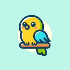 Obraz premium flat vector logo of parrot, flat vector logo of cute parrot, flat logo of parrot, flat logo of cute parrot