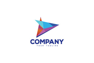 Creative logo design depicting an abstract colorful shape resembling a paper plane. 
