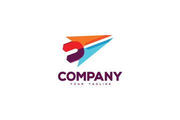 Creative logo design depicting an abstract colorful shape resembling a paper plane. 
