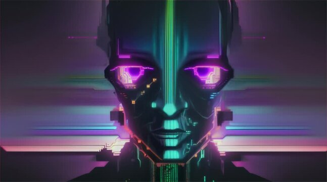 Spacey Cyborg in Futuristic Black and White Background