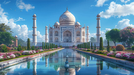 Taj Mahal illustration vectorial - obrazy, fototapety, plakaty