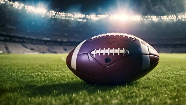 american football pigskin ball on a gridiron field