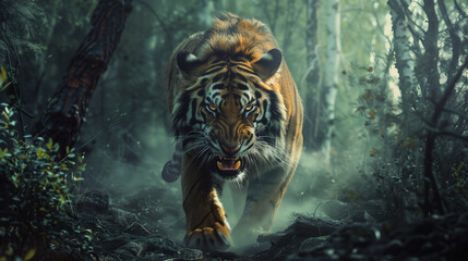 huge ferocious tiger 
